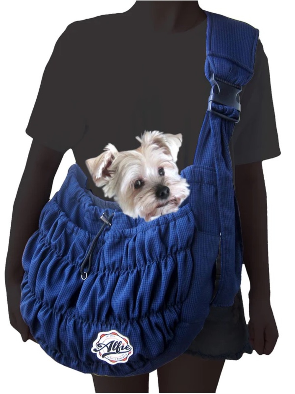 Alfie Quilted Blue Dog Sling Carrier